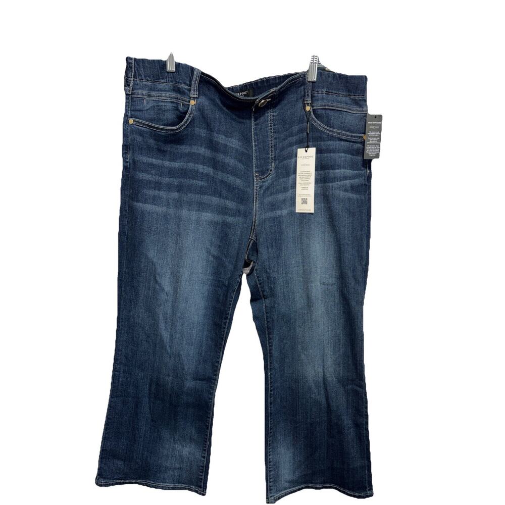 NEW Liverpool Women ECO Gia Hi-Rise Crop Wide Leg Jeans Size 20W Stretch Dark